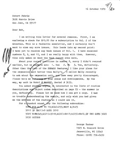 George Tucker Letter (October 16, 1979)